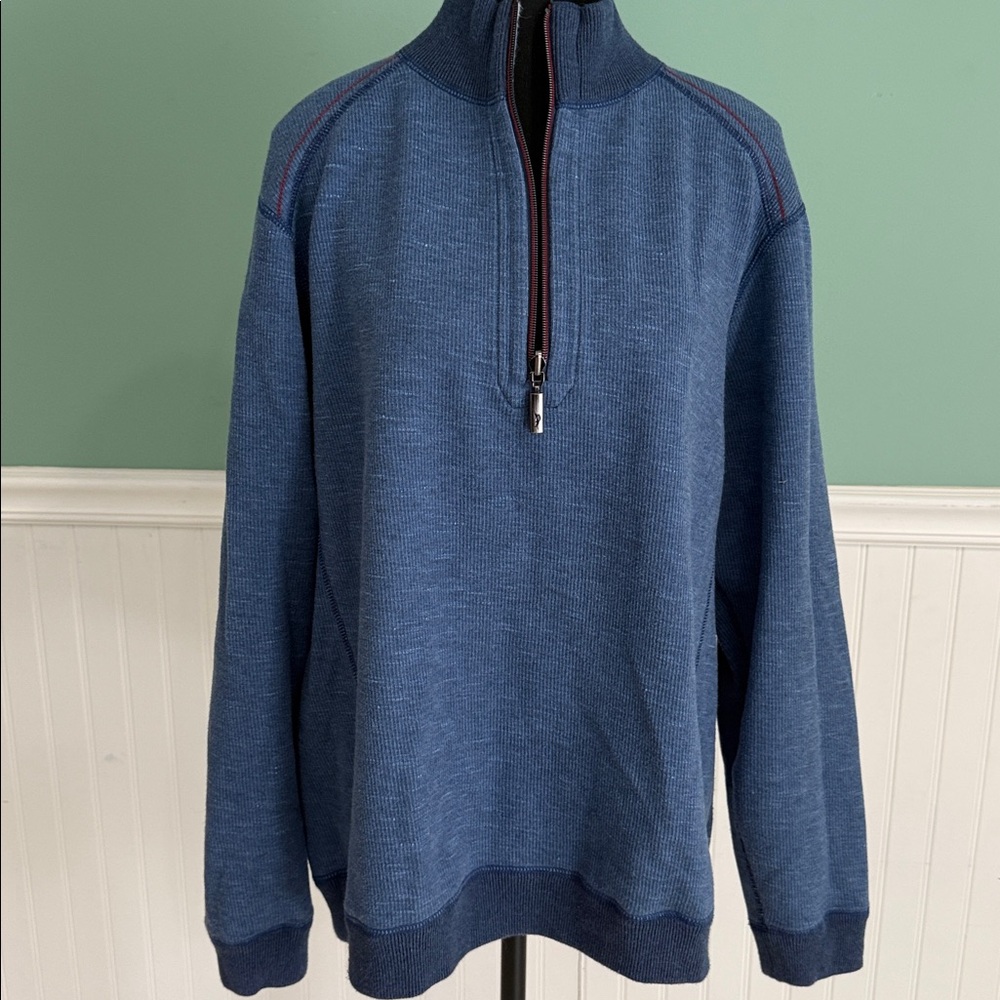 Tommy Bahama Reversible Navy Zip-Up Sweater - Flawless